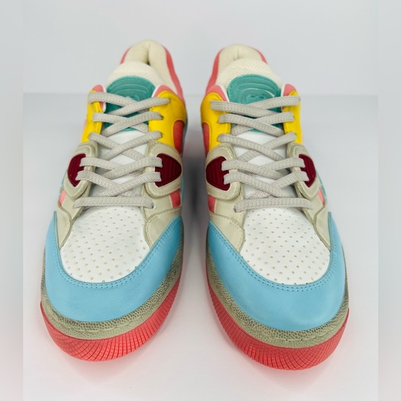 GUCCI Basket Low Top GG Demetra Vegan Distressed Basketball Sneakers EU 40.5 - Picture 6 of 12